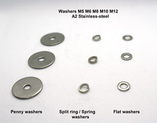 Washers M5 - M12 A2 Stainless Steel Penny washers Split ring Spring Flat washers