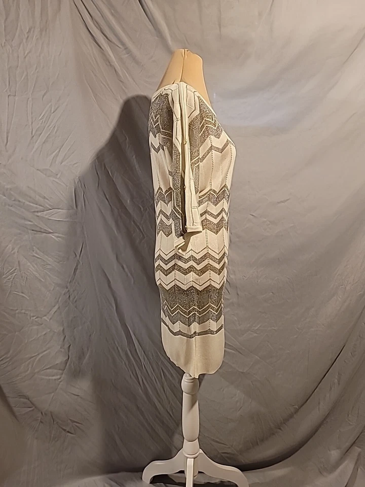 Платье-свитер My Michelle средний цвет слоновой кости металлик рукава 3/4  - Изображение 3 из 4