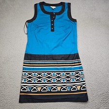 LOFT Ann Taylor Dress Womens Size 4 Blue Sleeveless A Long Multicolor Bottom