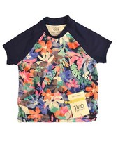 New Athleta Girl XS Mock Neck Rashguard Blue Hawaiian Floral Size XS 6