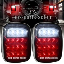 2Pcs For Jeep Wrangler TJ YJ CJ Smoke LED Tail Lights Backup Brake Reverse Lamp