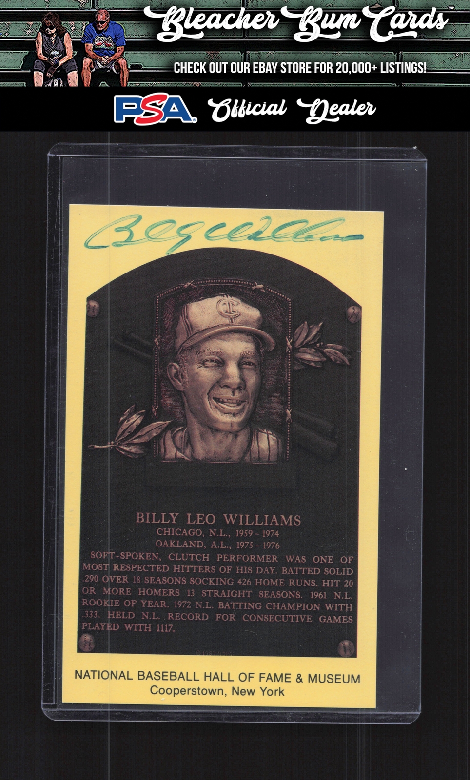 1965-22 Cooperstown Plaque Postcards NNO Billy Williams Auto