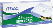 Mead #10 Envelopes, Security Printed Lining for Privacy, Press-It Seal-It Self A