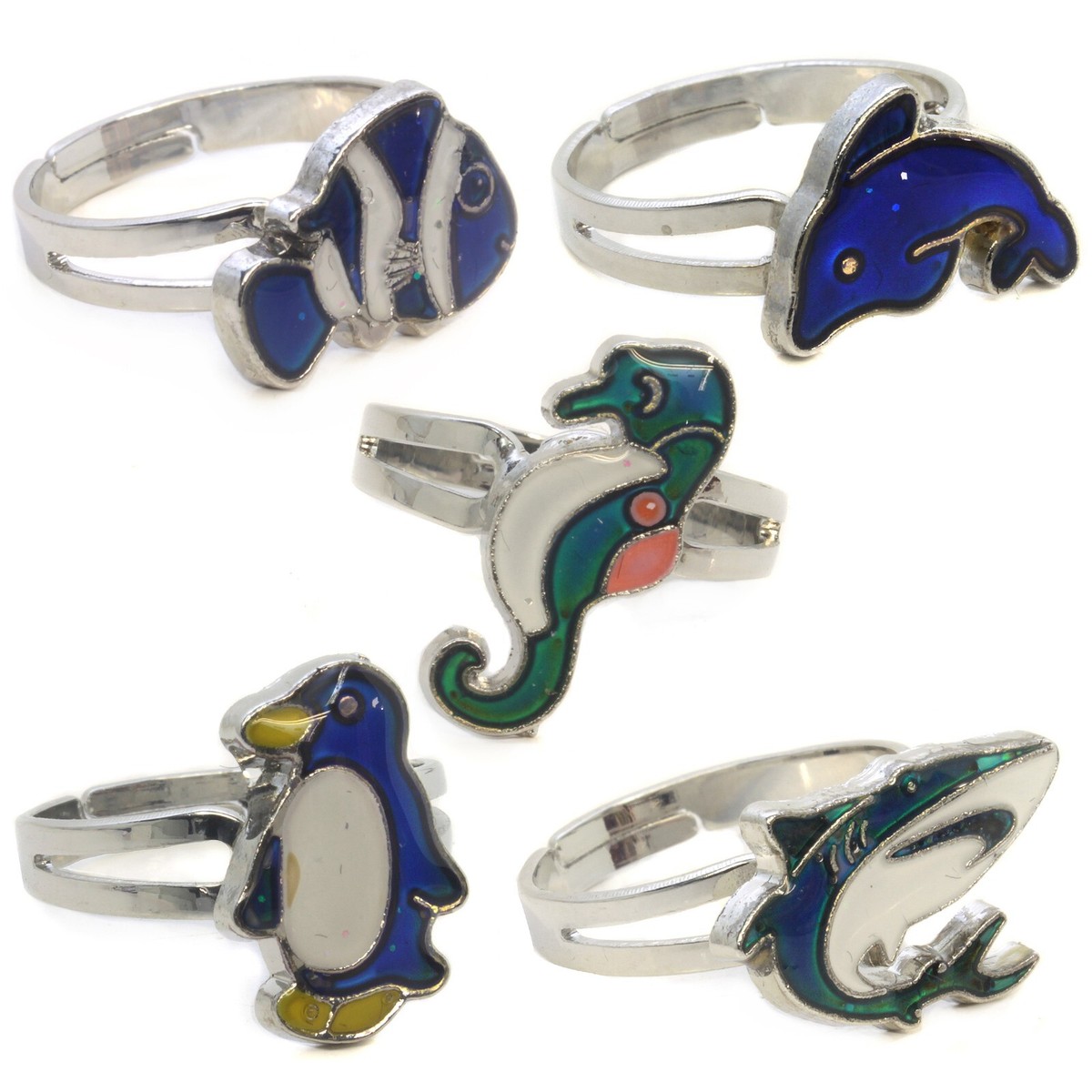 Sea Life Shape Thermochromic Mood Colour Change Ring Fish Shark