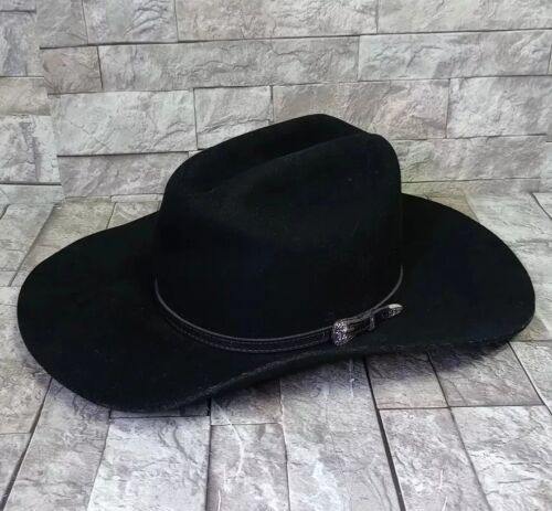 Bailey of Hollywood Tombstone Black 2X Wool Blend Western Cowboy Hat Size 7 - Afbeelding 1 van 20