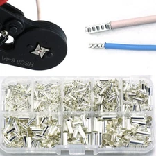 1100Pcs Uninsulated Copper Bare Terminal Bootlace Ferrules Wire Crimp Connectors