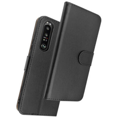 Leather Wallet Flip Cover Case for Sony Xperia 1 III (Black) Black