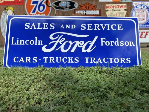 Antique Vintage Old Style Ford Fordson Tractor Lincoln Sign
