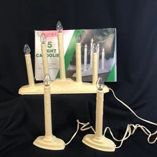 Vintage Christmas Candolier 5 Light  Plastic Drip Candles Boxed + 2 singles TL