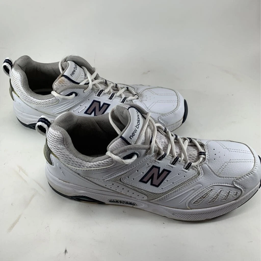 New Balance Mens 845 Walking Shoes White Gray MW845WN Lace Up Low