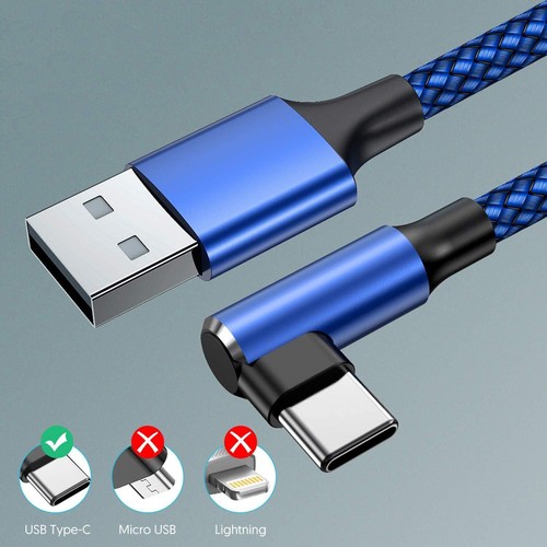 USB C Cable 90 Degree Right Angle2Pack 10FT USB A to Type C Nylon Braided Fas... - Photo 4 sur 7