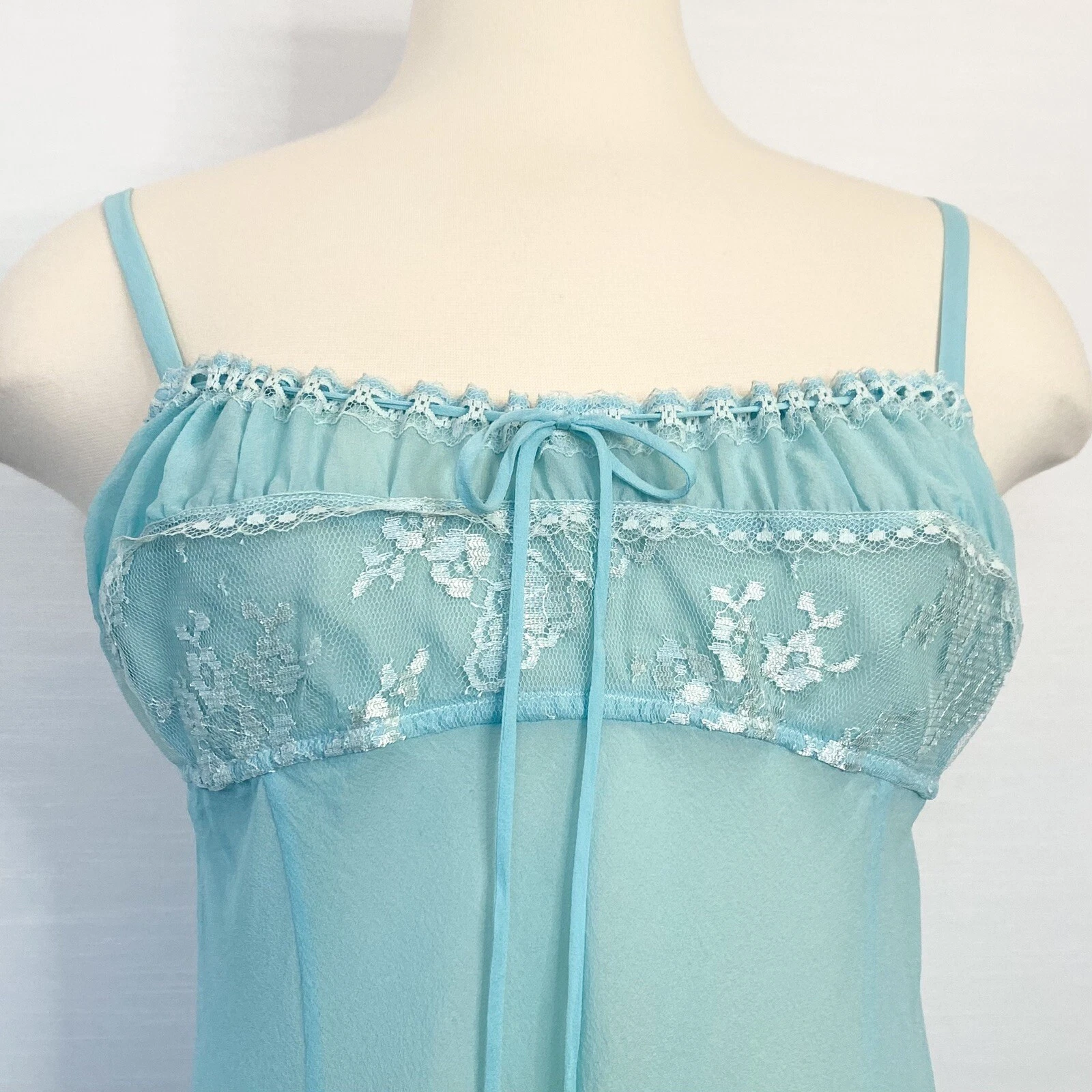 UNDERCOVER Abito slip Y2K Victoria’s Secret seta chiffon damigella acqua babydoll camicia nuovo con etichette