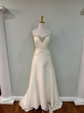 Jasmine Bridal Wedding Dress Ivory Beaded Neckline Size 14