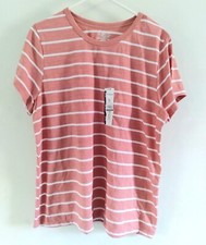 Time and Tru Womens Plus Sz XXL Striped Short Sleeve Slub Crew Neck T-Shirt New