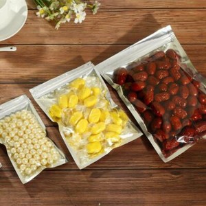 Clear Silver Aluminum Foil Zip Lock Bags Mylar Food Pouches Packaging Resealable
