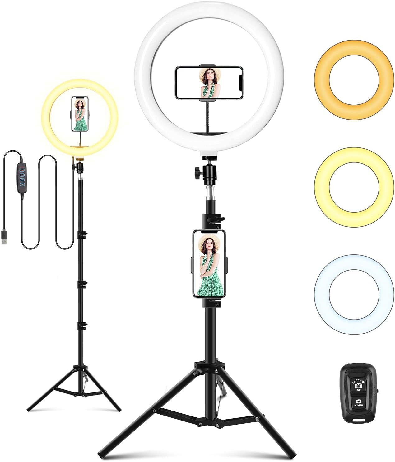 Trépied Anneau Lumineux 10 Pouces pour Vlogging sur Smartphone et Télétravail