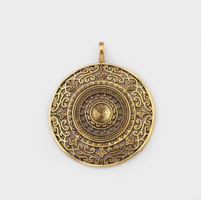 Mandala Blume Anhänger Pendant Charms Schmuck Jewelry gold vintage DIY Metall