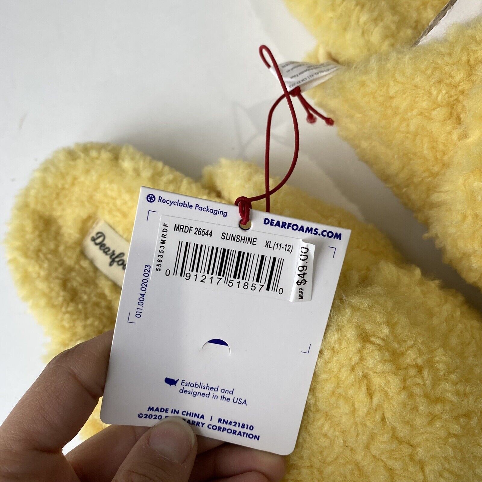 PANTOFOLA D’ORO DEAR FOAMS nuovo $49 donna XL 11 12 giallo x cinturino ciabatte sfocate D9