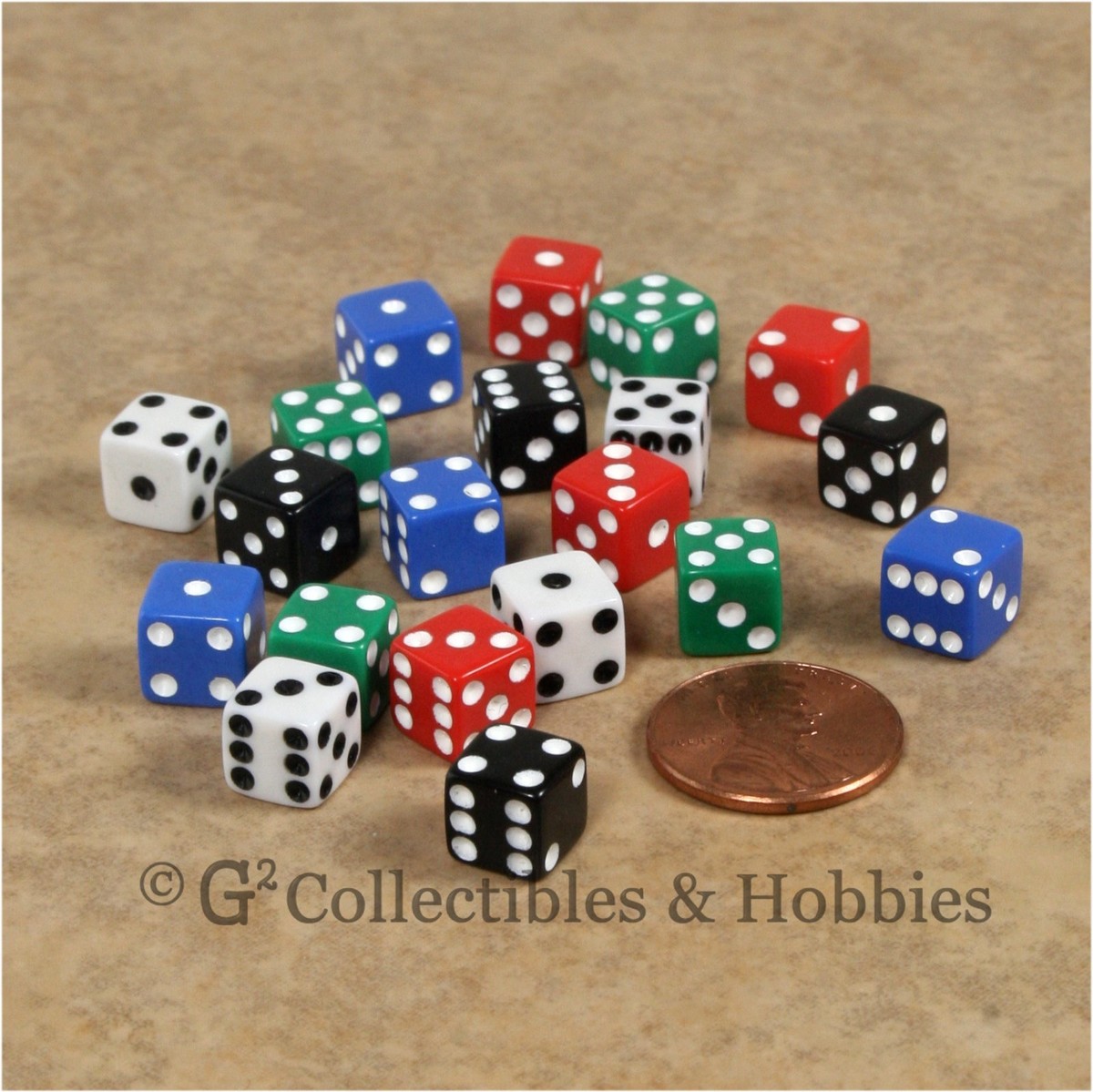 NEW 20 Multicolor Mini Tiny 8mm 6 Sided Gaming Dice Set - 5 Colors
