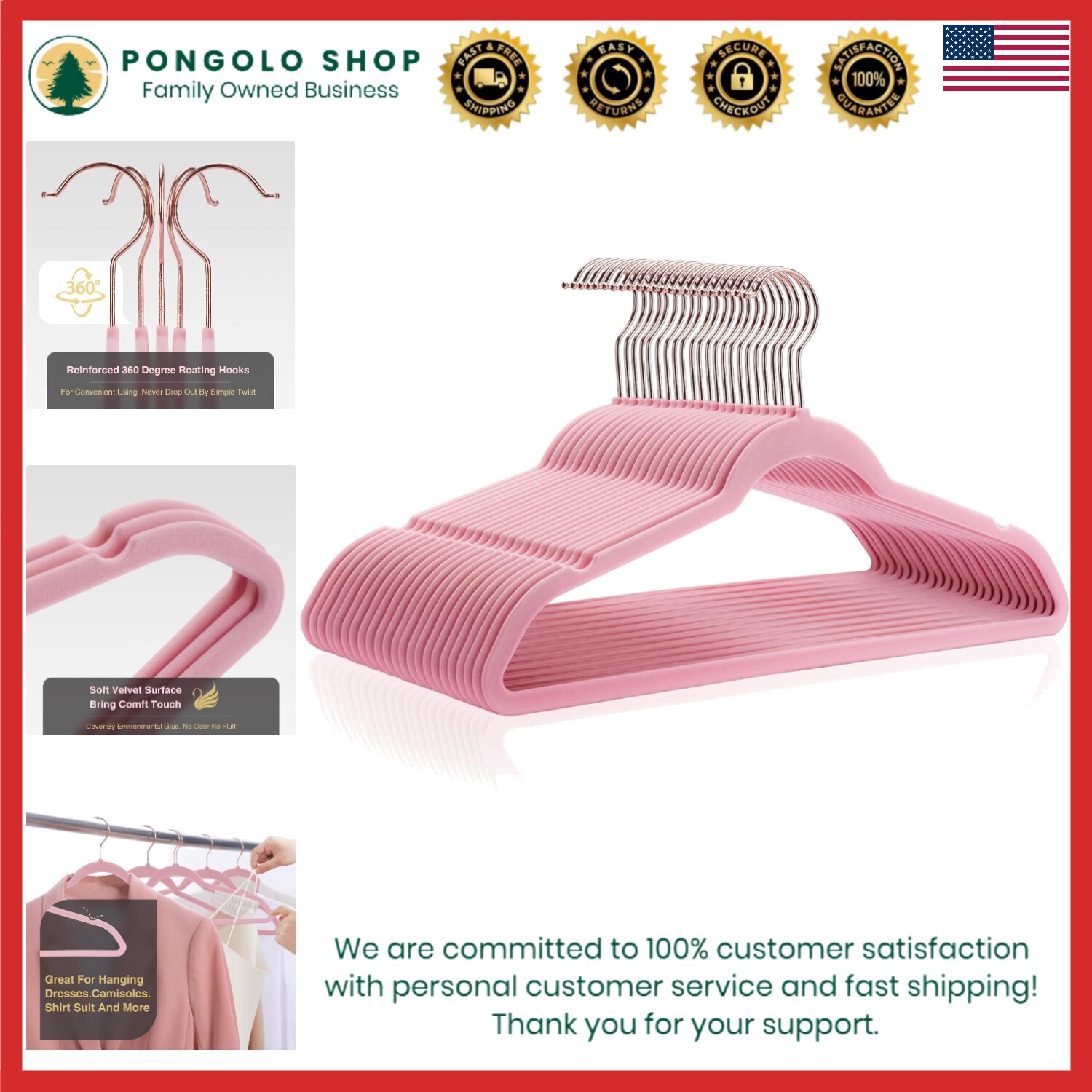 50 Pink Velvet Hangers - Non-Slip Triangle Design for Organized Closets-image