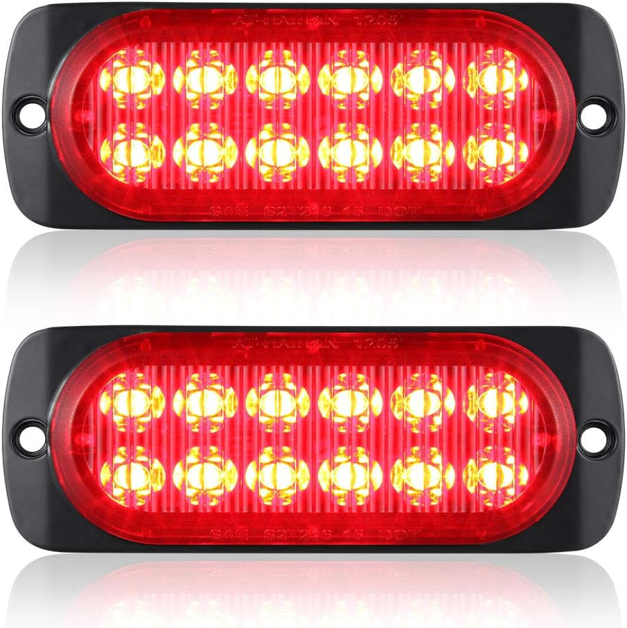 2-Pack DOT Red LED Trailer Lights - Aluminum Stop Turn Brake Tail Lights  