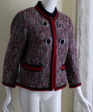 Etcetera -sz 12 Red Black White Tweed 3/4 Blazer Jacket Lux Art-to-wear