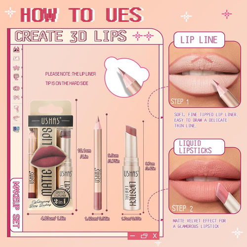 6 Pezzi Rossetto Lunga Durata Opaco Kit Matita Labbra Nudo Rosso Rossetti Set Lu - Foto 4 di 12