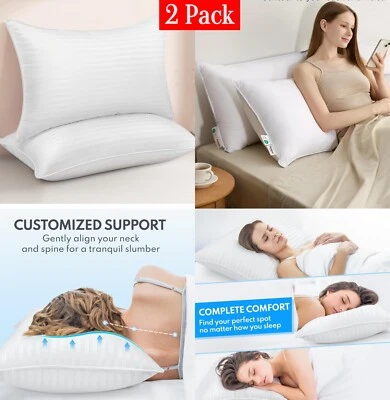 Large 2PACK Pillows Hotel Quality Super Bounce Back Bed Pillow Pair Extra Filled
