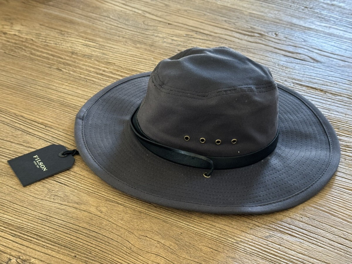 Filson Tin Bush Hat Cinder Color ~Leather String Detail~Chin Strap