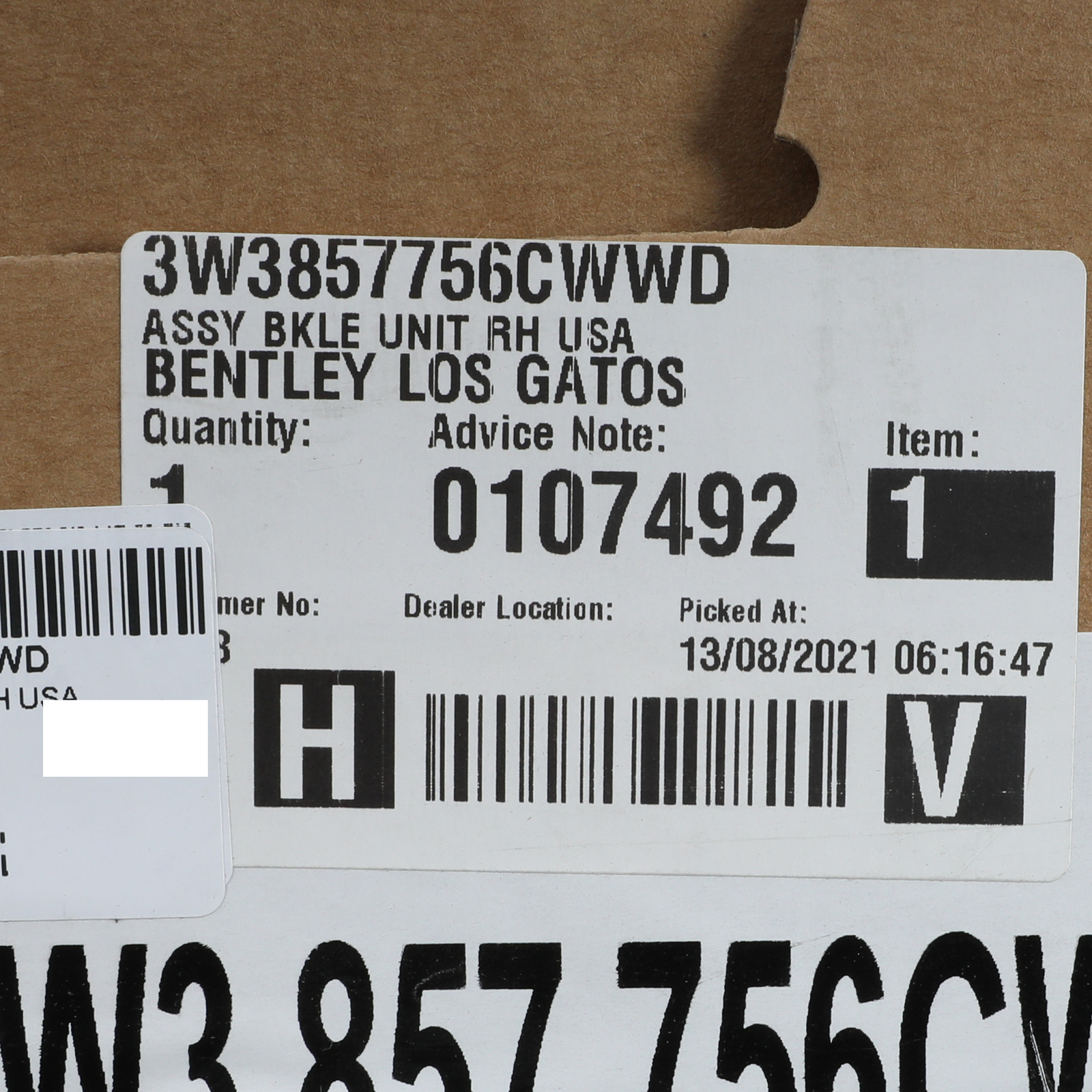 GENUINE BENTLEY Passenger Seat Belt Buckle Unit Assembly 3W3857756CWWD
