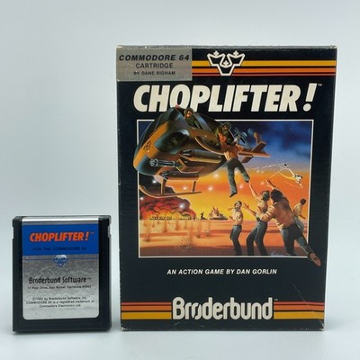CHOPLIFTER Commodore 64 C64 Cartridge 1982 Vintage Action Game Box BRODERBUND