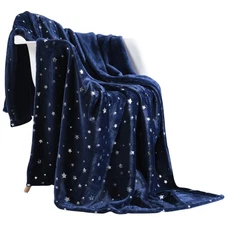 Navy Blue Throw Blanket, Twin Size 65x80, Ultra Soft Thick Microplush, Fleece