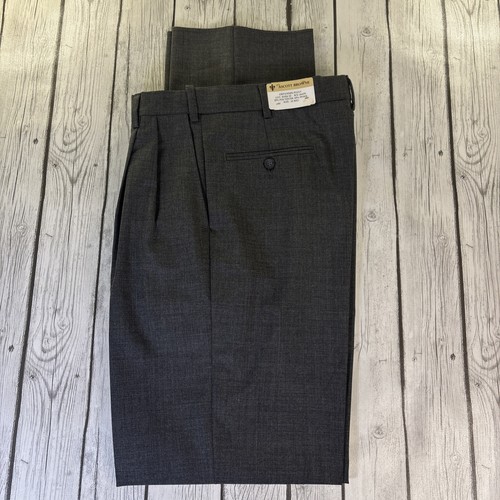 Ascott Browne Men’s 32R Unhemmed Gray Expander Pleated Dress Casual Pants NWT.