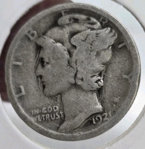 1921 Mercury Dime circulated 90% Silver  AG Key Date Coin