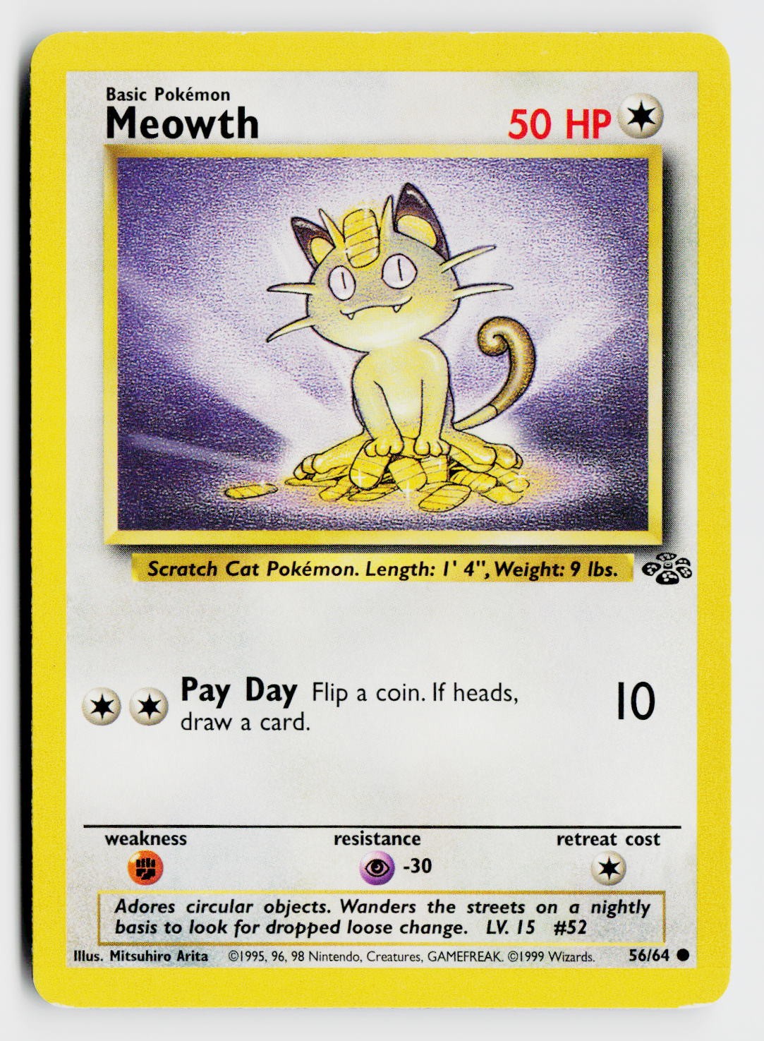 Meowth Unlimited Jungle JU 56/64 Moderately Played