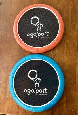 OgoSport Sports Disk Lot of 2 Frisbee Orange & Blue Rim Black Mesh 