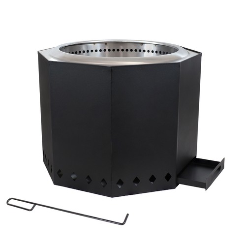 21.5 in Octagon Steel Smokeless Fire Pit with Log Poker by Sunnydaze - Bild 3 von 10