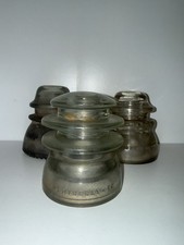 Lot Of 3 Antique Clear Smoky Gray Glass Insulators Hemingray 56 & 42 Made In USA