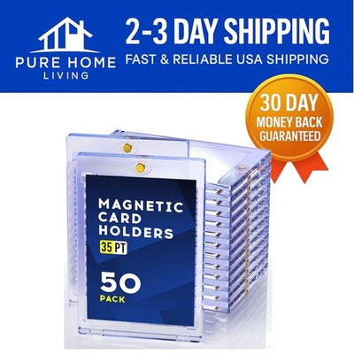 50-Pack UV-Protected Magnetic Trading Card Holders - Perfect for Collectors