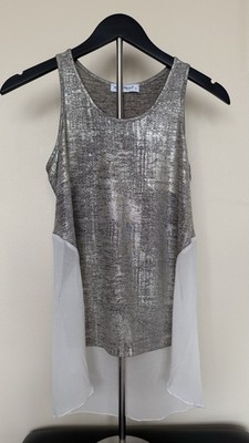 Rinascimento Made in Italy Sleeveless Top Women s S Metallic Sheer High-Low Hem