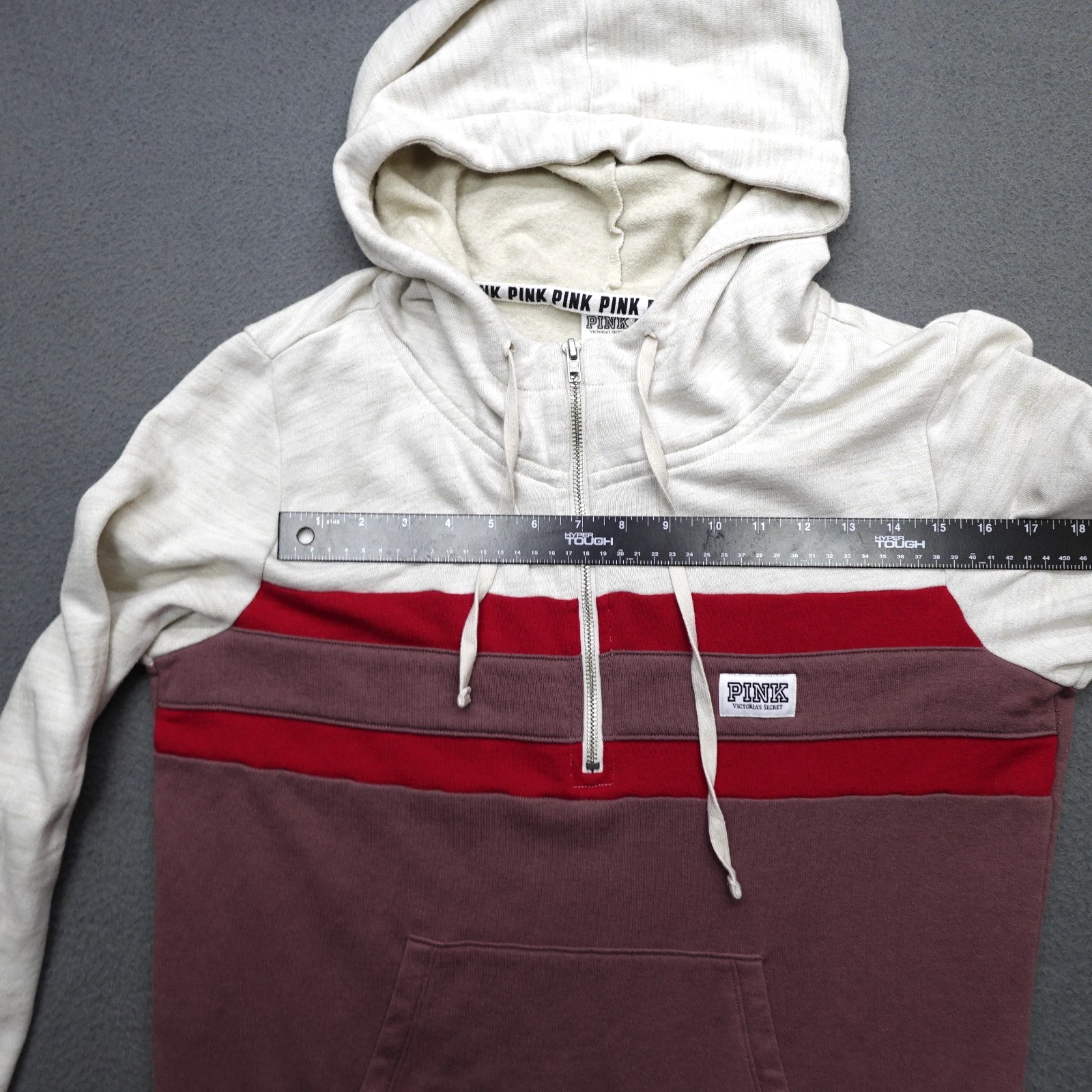 UNDERCOVER Felpa con cappuccio Victoria's Secret rosa colorblock 1 4 zip marrone bianco donna taglia L