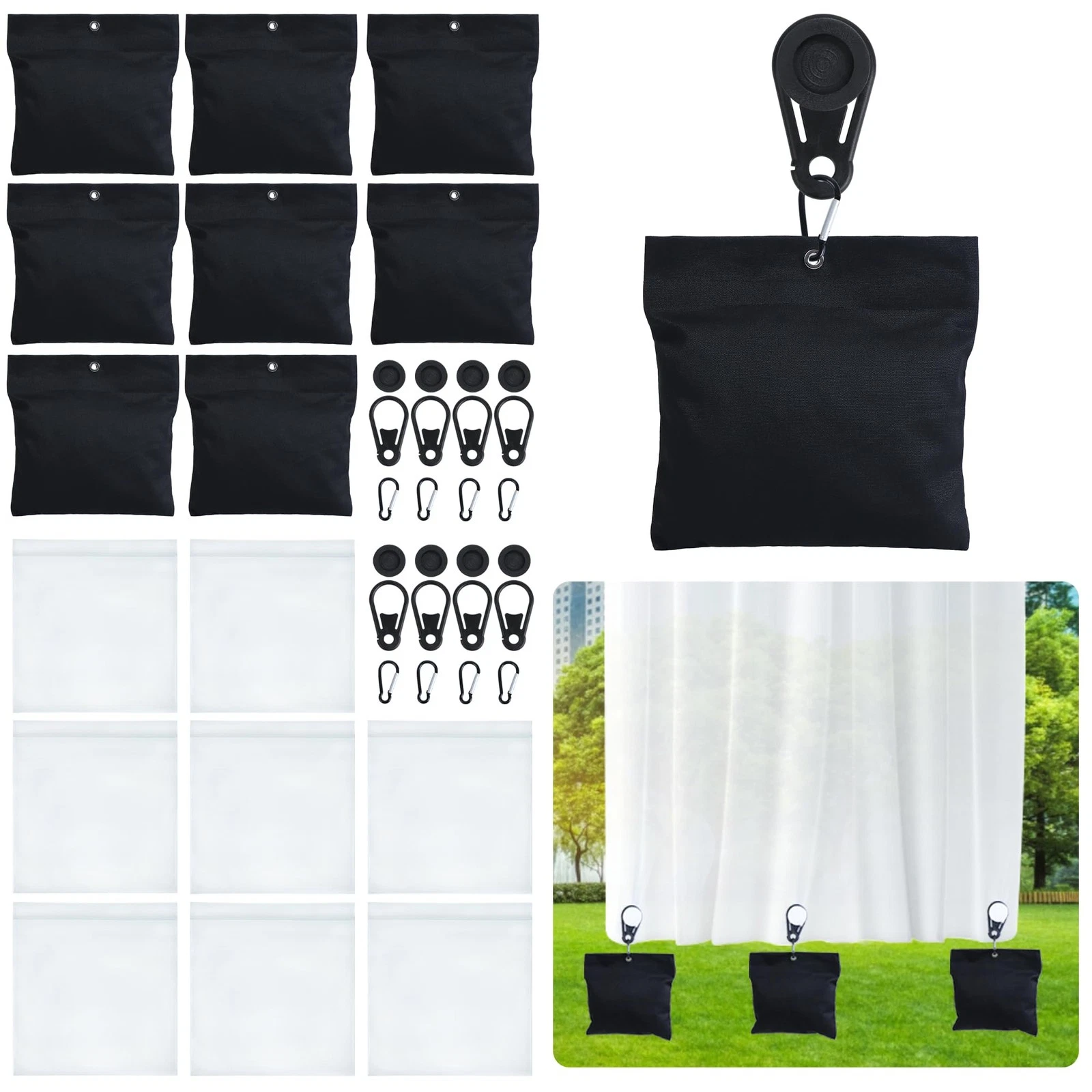 8 Pack 3.8LB Outdoor Curtain Weights, 8"x8" Curtain Weights Bag Drapery Weigh...