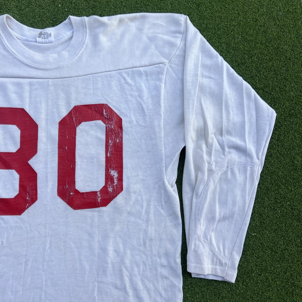 Vintage Mason Brand Athletic Jersey 60s 70s Football White Red 38-40 - Image 3 of 4