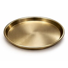 Dekoteller Ø 28 cm Metalltablett Gold Eisen gebürstet Kerzenteller Deko Teller