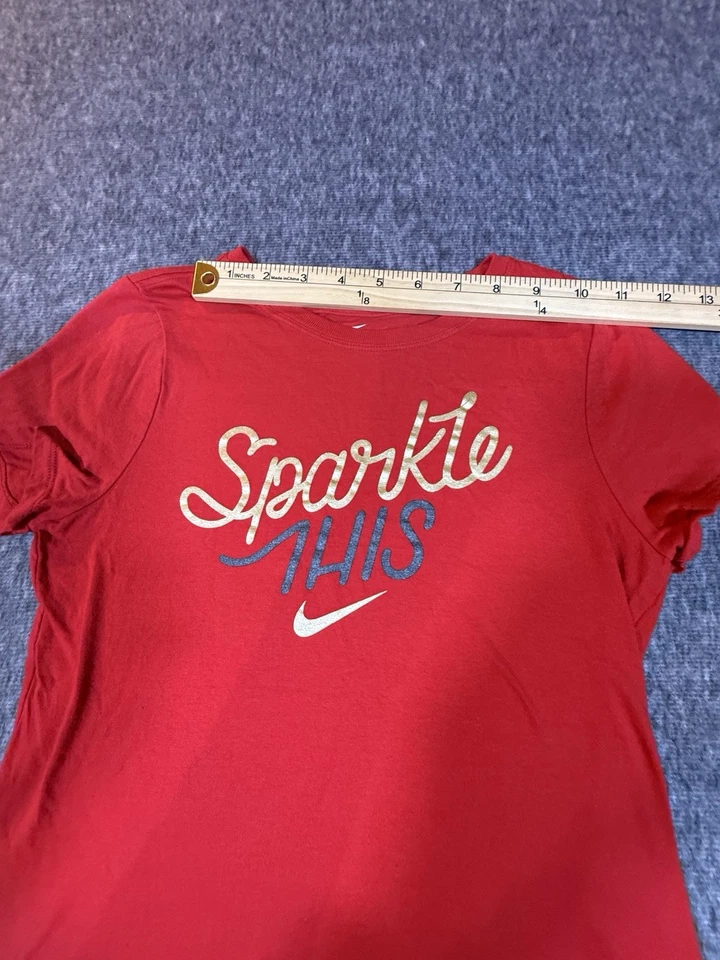 Футболка Nike для девочек «Sparkle This» топ красное золото спортивная огранка средний размер B03 - Изображение 4 из 4