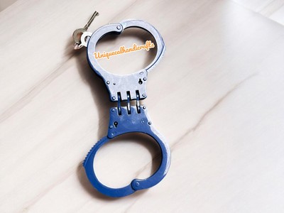 blue color I metal handcuffs I Adjustable I with 2 keys I Vintage maxi seruce