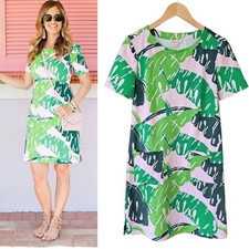 Persifor Carter Mini Dress XS Banana Leaf Pink Green Tropical Coastal Prep