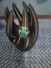 Turquoise And Silver Ring/ Stamped/ Size 5