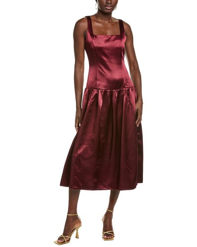 Endless Rose Satin Velvet Drop-Waist Midi Dress Women's