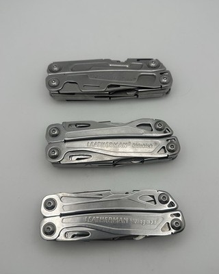 Lot Of 3 Leatherman Stainless Multi Tools Wingman Sidekick And Rev Great Shape